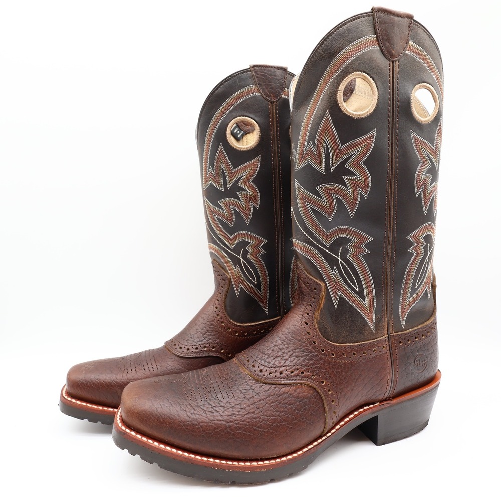 Double-H DH4420 Work Western Mustang Brown Mens 10 D Leather Boots NEW - Picture 3 of 14